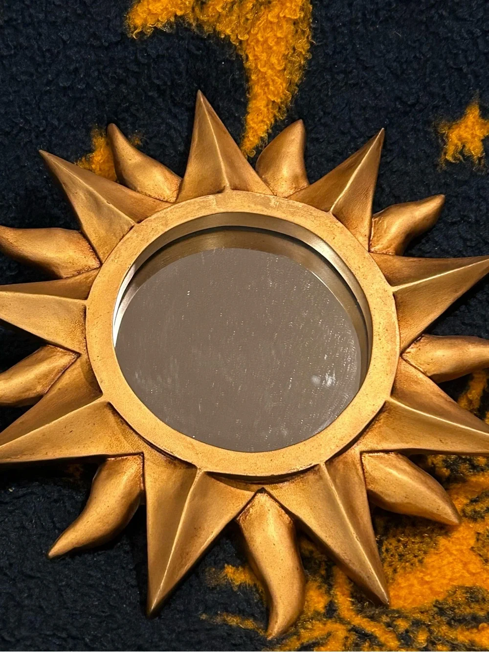 VTG 90s Celestial Gold Sun Accent Mirror Whimsigoth Boho MCM Sunburst Wall Decor